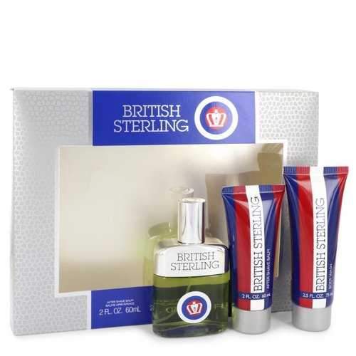 BRITISH STERLING by Dana Gift Set -- 2.5 oz Cologne Spray + 2.5 oz Body Wash + 2 oz After Shave Balm (Men)
